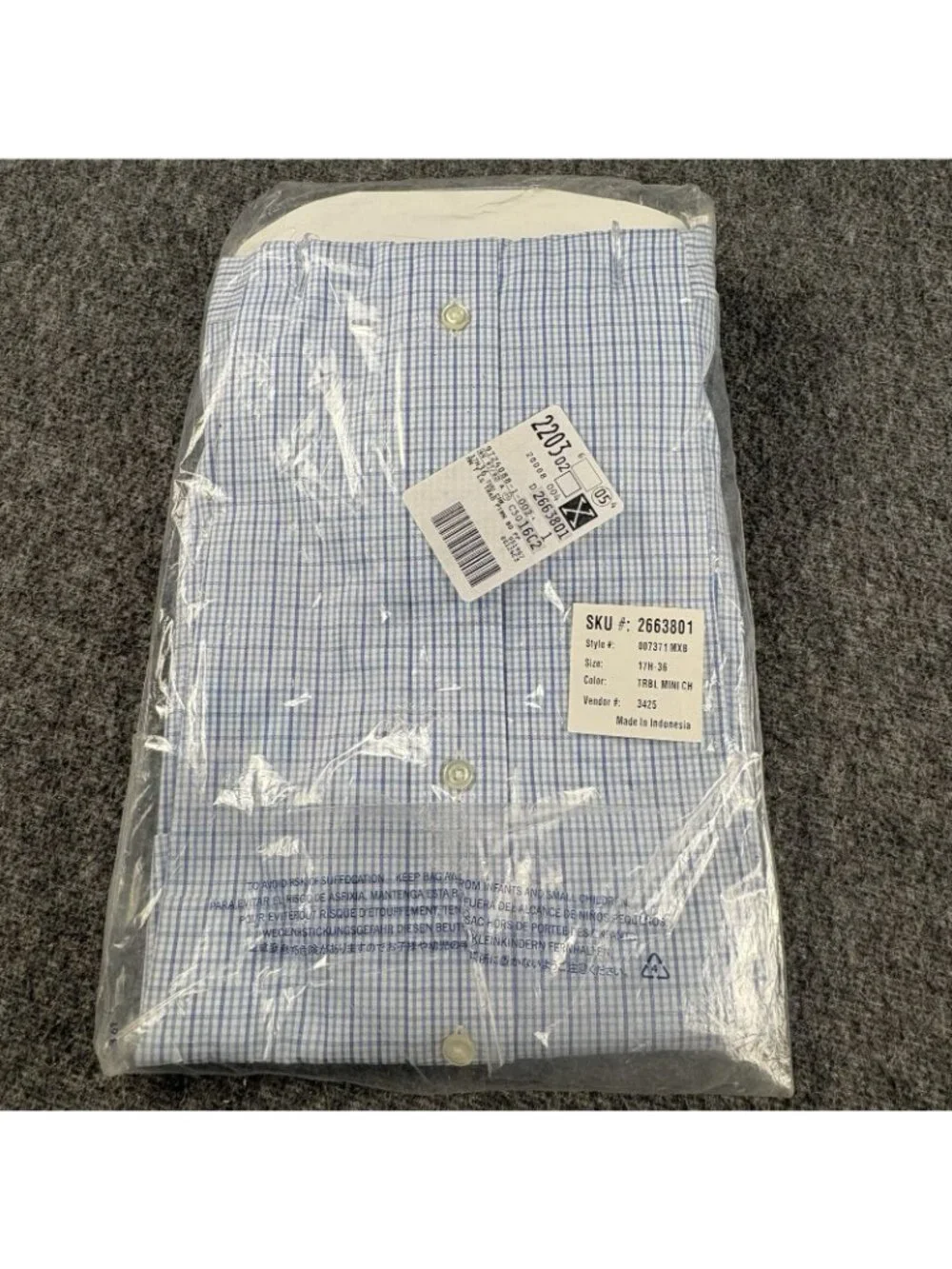 Lands’ End Men’s Dress Shirt 17.5-36 Tall Blue Mini Check Button Down - Picture 2 of 6